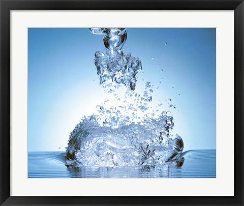 Framed Close up of explosive water bubbles in deep blue water Print