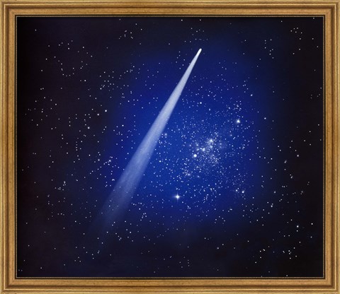 Framed Space, Comet and stars Print