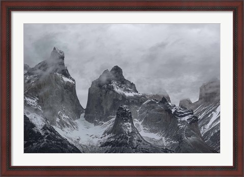 Framed Clouds over snowcapped mountains, Torres del Paine National Park, Magallanes Region, Patagonia, Chile Print