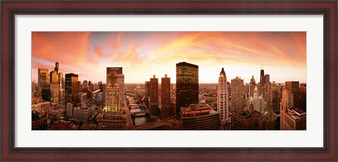 Framed Sunset Skyline Chicago IL Print