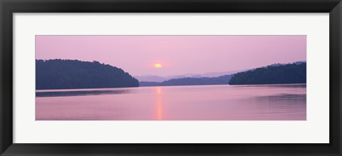 Framed Sunset over mountains, Lake Chatuge, Western North Carolina, North Carolina, USA Print