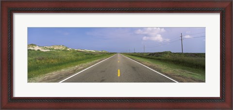 Framed Road passing through a landscape, North Carolina Highway 12, Cape Hatteras National Seashore, Outer Banks, North Carolina, USA Print