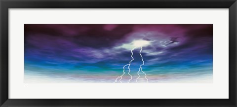 Framed Colored stormy sky w/ angry lightning Print