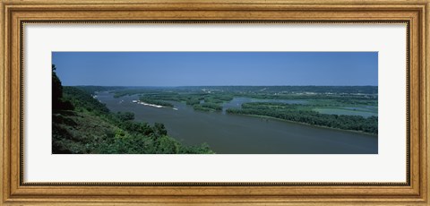 Framed River flowing through a landscape, Mississippi River, Marquette, Prairie Du Chien, Wisconsin-Iowa, USA Print