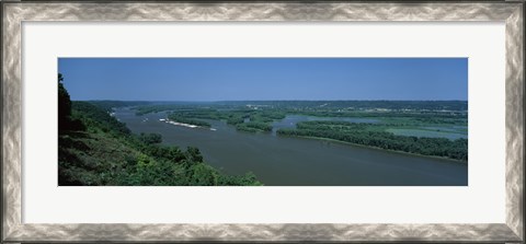 Framed River flowing through a landscape, Mississippi River, Marquette, Prairie Du Chien, Wisconsin-Iowa, USA Print