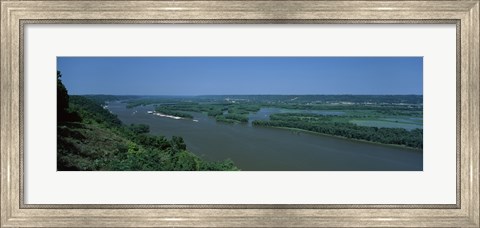 Framed River flowing through a landscape, Mississippi River, Marquette, Prairie Du Chien, Wisconsin-Iowa, USA Print