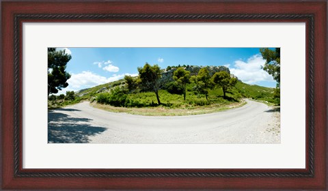 Framed Curve in the road, Bouches-Du-Rhone, Provence-Alpes-Cote d&#39;Azur, France Print