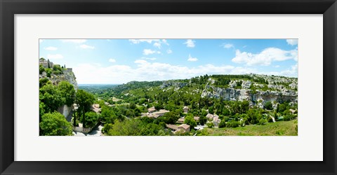 Framed High angle view of limestone hills with houses, Les Baux-de-Provence, Bouches-Du-Rhone, Provence-Alpes-Cote d&#39;Azur, France Print