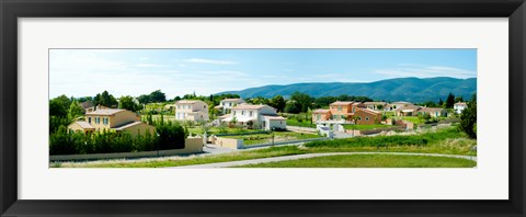 Framed High angle view of houses, Ansouis, Vaucluse, Provence-Alpes-Cote d&#39;Azur, France Print