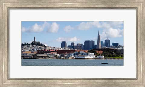 Framed Buildings at the waterfront, Transamerica Pyramid, Coit Tower, Fisherman&#39;s Wharf, San Francisco, California, USA Print