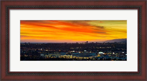 Framed Cityscape at dusk, Sony Studios, Culver City, Santa Monica, Los Angeles County, California, USA Print