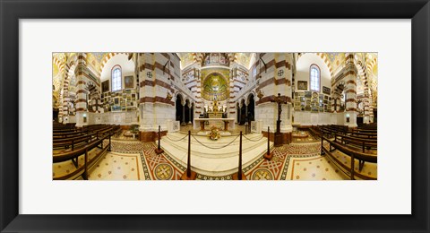 Framed Interiors of the basilica, Notre Dame De La Garde, Marseille, Bouches-du-Rhone, Provence-Alpes-Cote D&#39;Azur, France Print