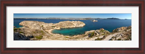 Framed Town of Marseille in the background, Mediterranean Sea, Provence-Alpes-Cote D&#39;Azur, France Print