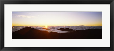 Framed Volcanic landscape covered with clouds, Haleakala Crater, Maui, Hawaii, USA Print