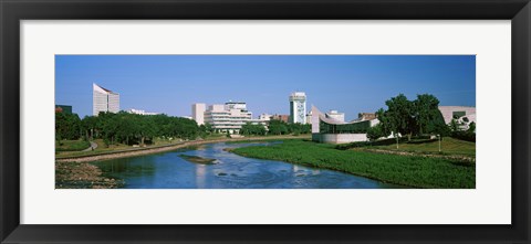 Framed Downtown Wichita viewed from the bank of Arkansas River, Kansas Print