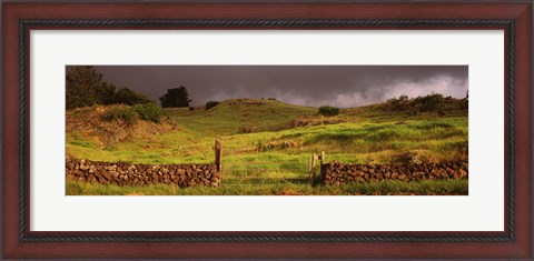 Framed Stone wall in a field, Kula, Maui, Hawaii, USA Print