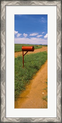 Framed Red mailbox at the roadside, San Rafael Valley, Arizona, USA Print