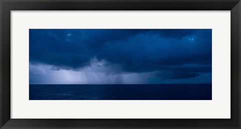 Framed Rain squalls at the sea, Negril, Westmoreland, Jamaica Print