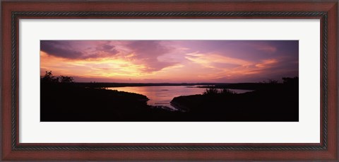 Framed Lake Travis at dusk - Pink Sky, Austin, Texas Print