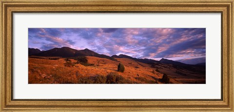 Framed Clouds over mountainous landscape at dusk, Montana, USA Print