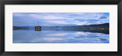 Framed Disused oil rig in the Cromarty Firth, Inverness, Inverness-Shire, Scotland Print