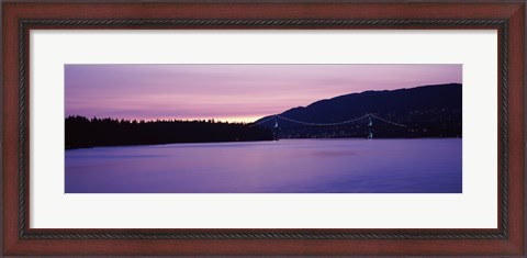 Framed Lions Gate Bridge at dusk, Vancouver, British Columbia, Canada Print