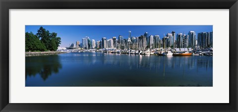 Framed Marina with city at waterfront, Vancouver, British Columbia, Canada 2013 Print