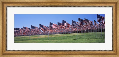Framed American flags in memory of 9/11, Pepperdine University, Malibu, California Print