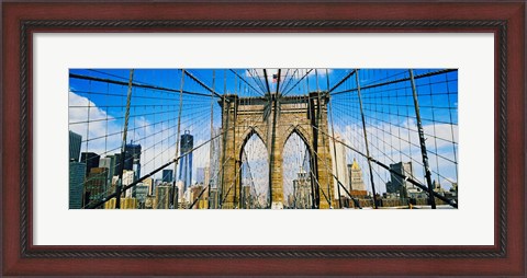 Framed Brooklyn Bridge with Freedom Tower, New York City, New York State Print