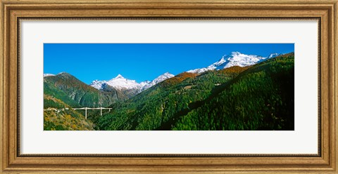 Framed Bridge at Simplon Pass road in autumn, Valais Canton, Switzerland Print