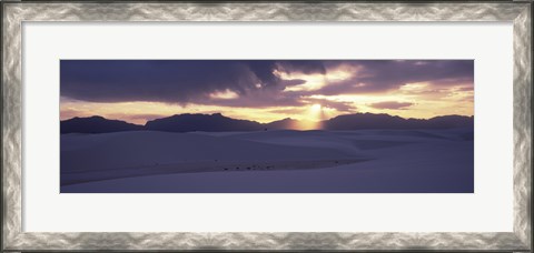 Framed Sand dunes in a desert at dusk, White Sands National Monument, New Mexico, USA Print