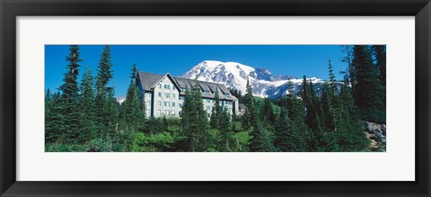Framed Lodge on a hill, Paradise Lodge, Mt Rainier National Park, Washington State, USA Print