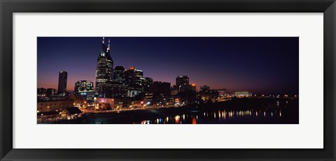 Framed Skylines at night along Cumberland River, Nashville, Tennessee, USA 2013 Print