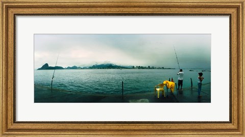 Framed People fishing, Guanabara Bay, Niteroi, Rio de Janeiro, Brazil Print