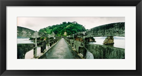 Framed Stone bridge leading to a small island, Niteroi, Rio de Janeiro, Brazil Print