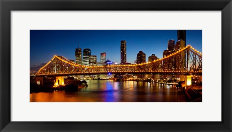 Framed Bridge across a river, Story Bridge, Brisbane River, Brisbane, Queensland, Australia Print