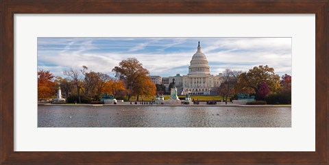 Framed Fall view of reflecting pool and the Capitol Building, Washington DC, USA Print