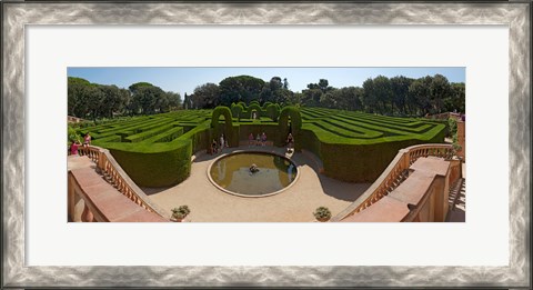 Framed High angle view of a formal garden, Horta Labyrinth Park, Horta-Guinardo, Barcelona, Catalonia, Spain Print