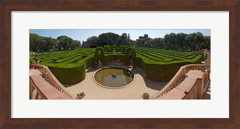 Framed High angle view of a formal garden, Horta Labyrinth Park, Horta-Guinardo, Barcelona, Catalonia, Spain Print