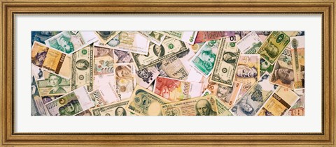 Framed Collection of currencies of various countries Print