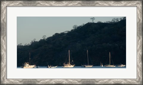 Framed Boats in the sea, Hermosa Beach, Costa Rica Print