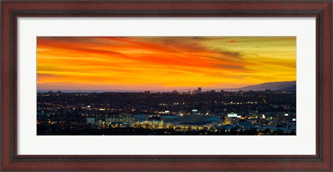 Framed Cityscape at dusk, Sony Studios, Culver City, Santa Monica, Los Angeles County, California, USA Print