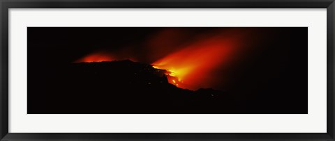 Framed Lava into ocean, Kilauea, Hawaii, USA Print