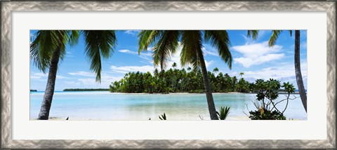 Framed Palm trees on the beach, Rangiroa Atoll, French Polynesia Print