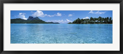 Framed Motu and lagoon, Bora Bora, Society Islands, French Polynesia Print