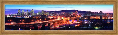 Framed Jacques Cartier Bridge with city lit up at dusk, Montreal, Quebec, Canada 2012 Print