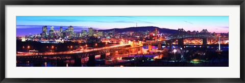 Framed Jacques Cartier Bridge with city lit up at dusk, Montreal, Quebec, Canada 2012 Print