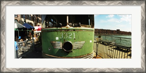 Framed Old train car on display, Red Hook, Brooklyn, Manhattan, New York City, New York State, USA Print