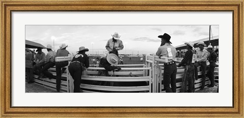 Framed Cowboys at rodeo, Pecos, Texas, USA Print