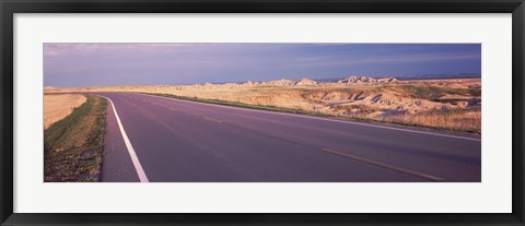 Framed Road passing through the Badlands National Park, South Dakota Print